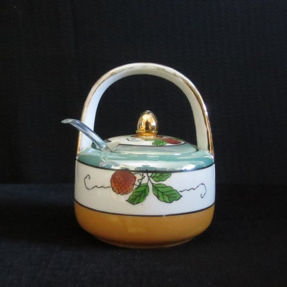 Naro Lidded Basket Jam Pot Vintage Ceramic Made in Japan Circa 40s or 50s - Picture 1 of 9